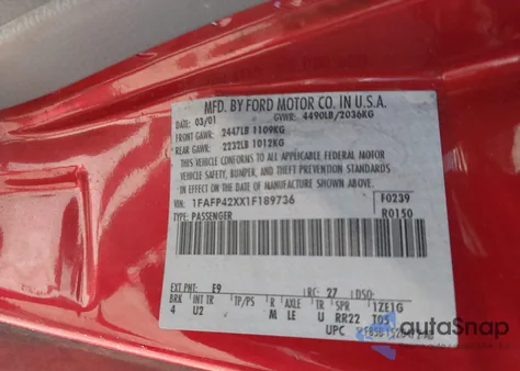 2001 Ford Mustang Gt from USA, damaged, VIN 1FAFP42XX1F189736